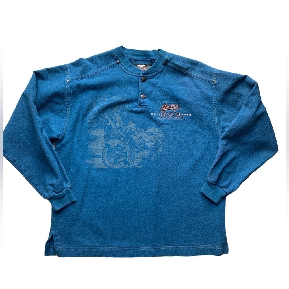 Harley Davidson Denim Like Lightweight Crewneck Sweatshirt USA
